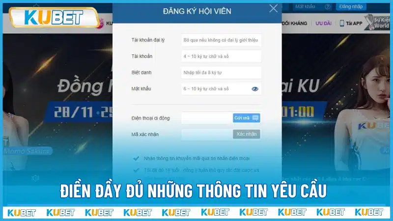 Điền đầy đủ những thông tin yêu cầu